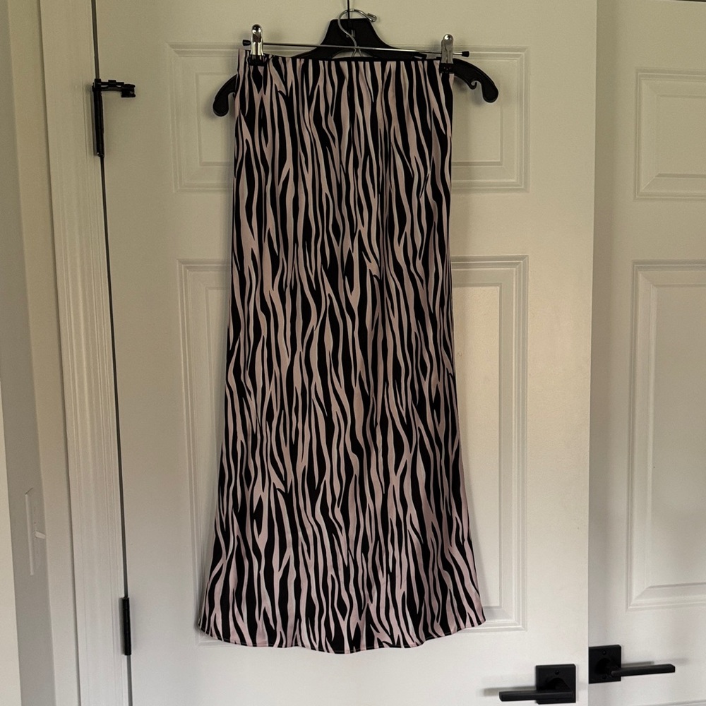 Olivia von Halle Black and White Zebra A-Line Skirt